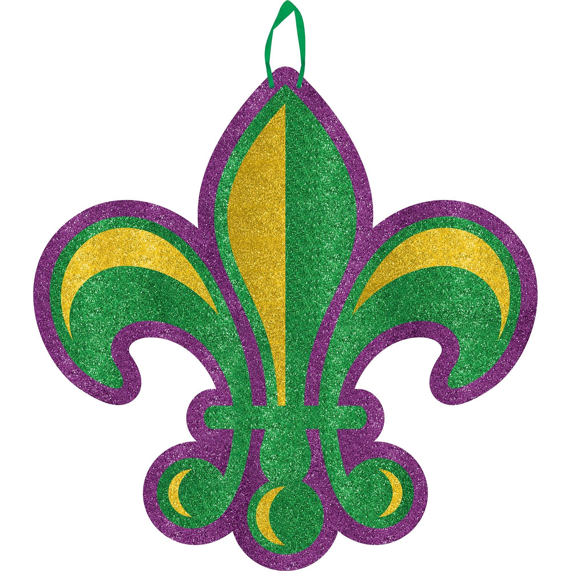 Glitter Fleur De Lis Mardi Gras Sign 11 1 2in X 11 1 2in 