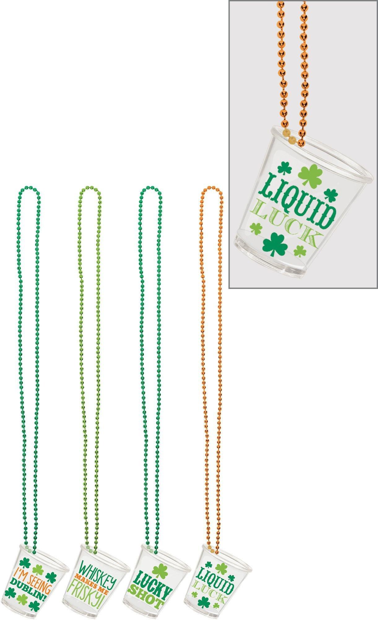 St. Patrick's Day Shot Glass Necklaces 4ct | Party City