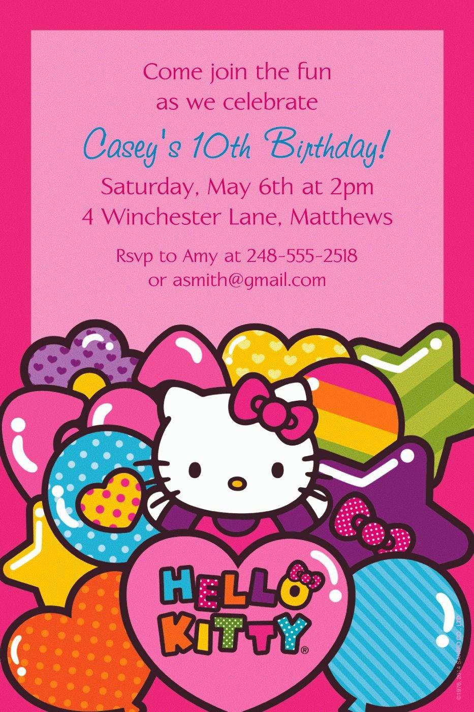 Custom Hello Kitty Rainbow Invitations | Party City