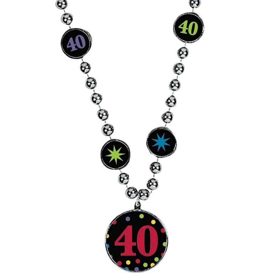 40th Birthday Pendant Bead Necklace