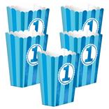 Blue Striped 1st Birthday Popcorn Boxes 5ct