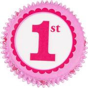 Pink 1st Birthday Baking Cups 75ct