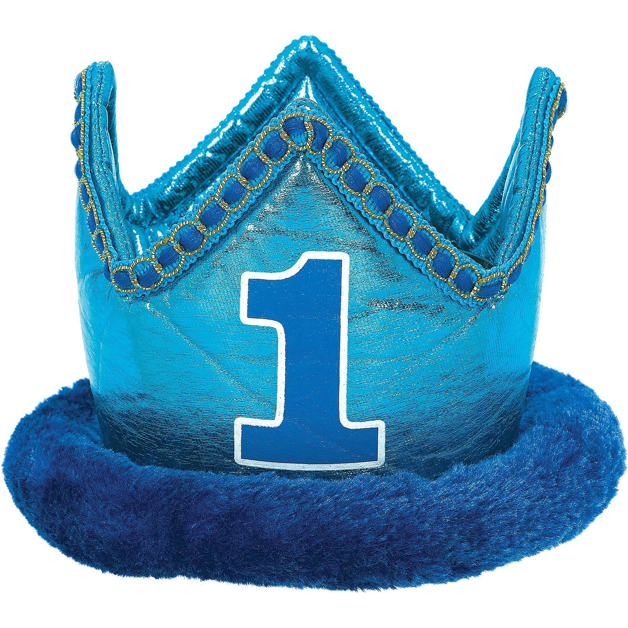 Small Blue 1st Birthday Plush Crown