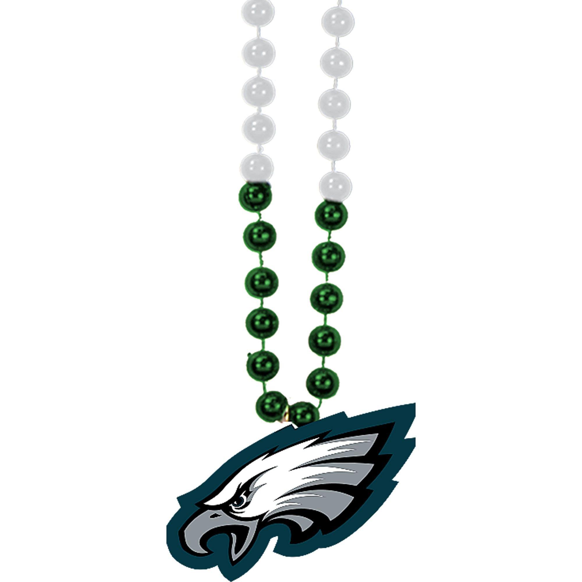 Philadelphia Eagles Pendant Bead Necklace 36in Party City