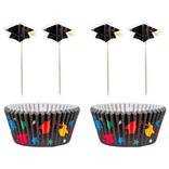 Multicolor Graduation Cupcake Decorating Kit For 24