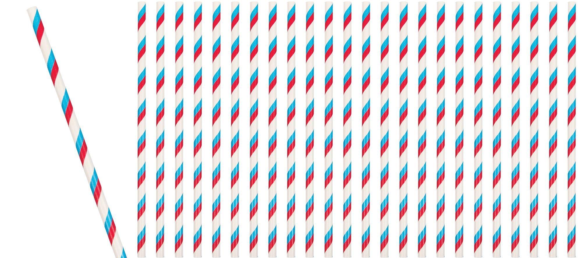 Patriotic Red, White & Blue Paper Straws 24ct