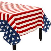 Patriotic American Flag Flannel-Backed Vinyl Tablecloth