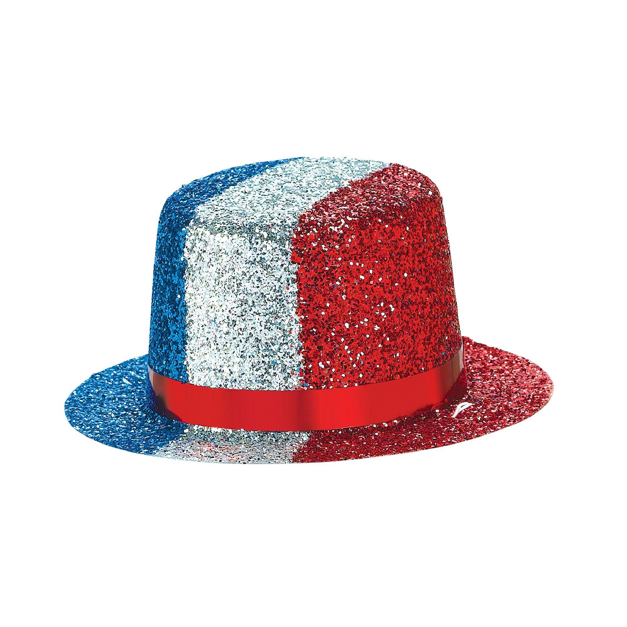 Red, White & Blue Glitter Mini Cowboy Hat 4in x 2in Party City