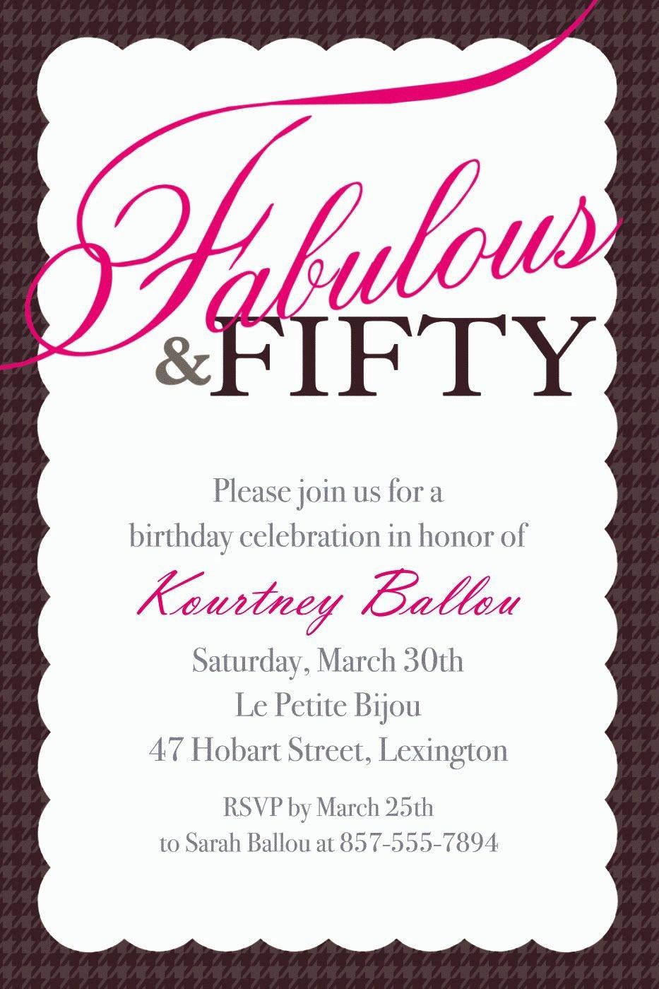 Custom Fabulous & Fifty Invitations