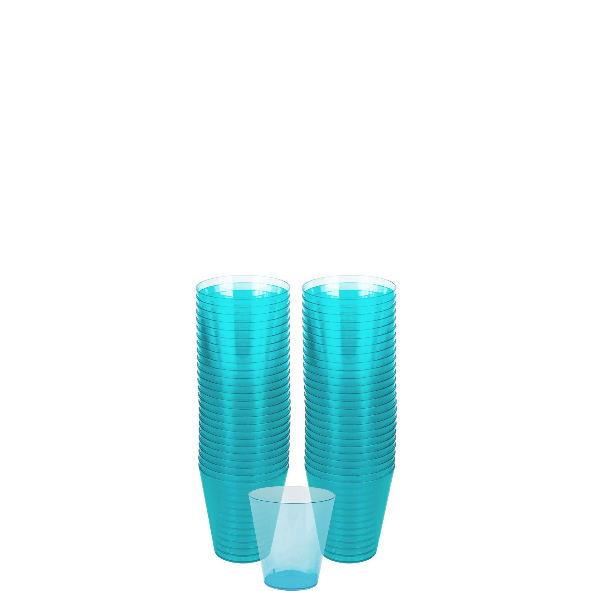 Caribbean Blue Plastic Shot Glasses, 2oz, 100ct