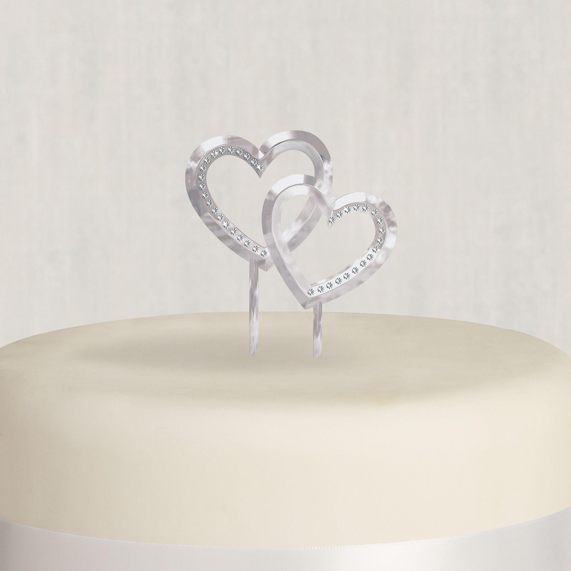 heart tree topper Wedding cake topper Rhinestones Double Love Heart Cake