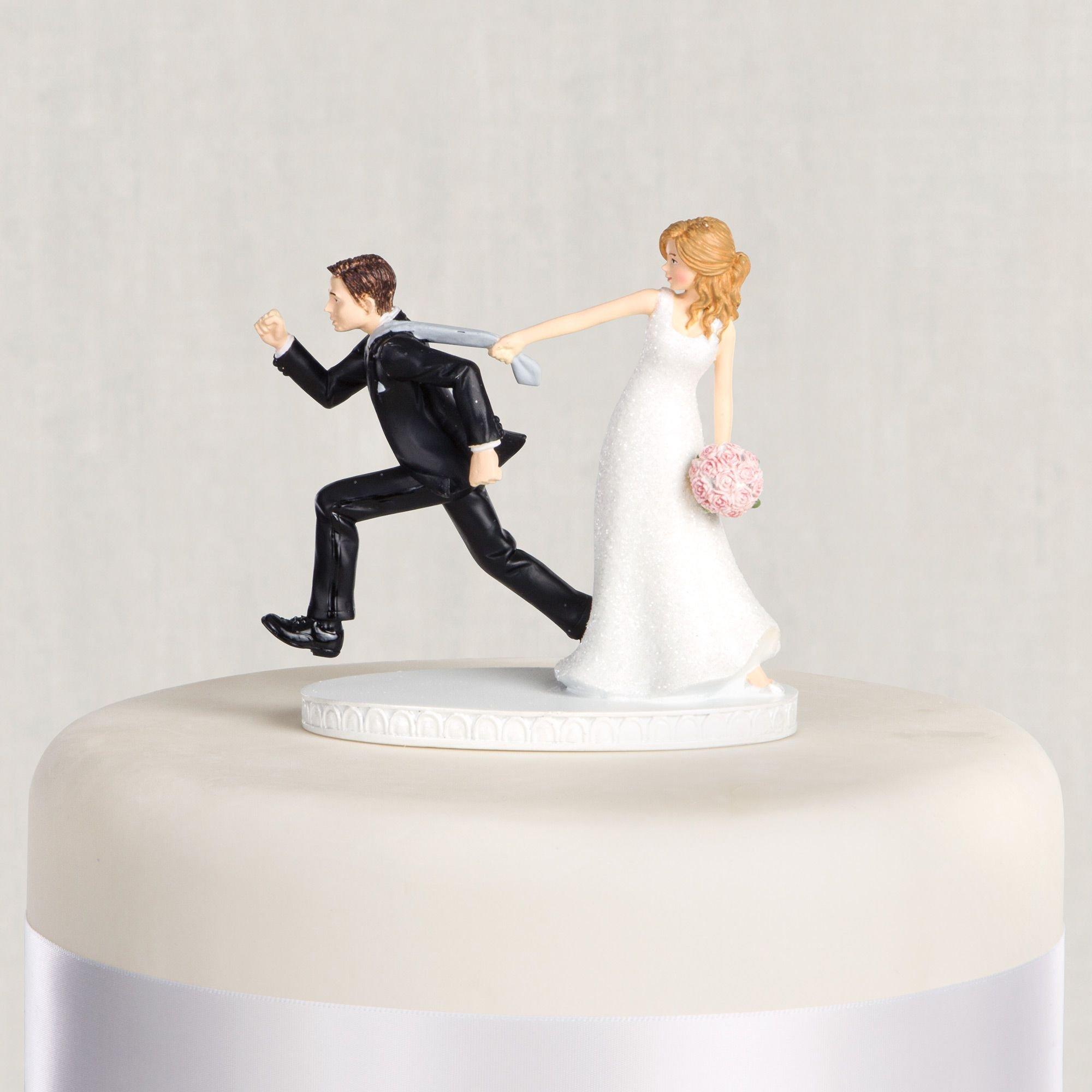Hovedsagelig Sprællemand Forbipasserende Tie Puller Bride & Groom Wedding Cake Topper 4 1/8in | Party City