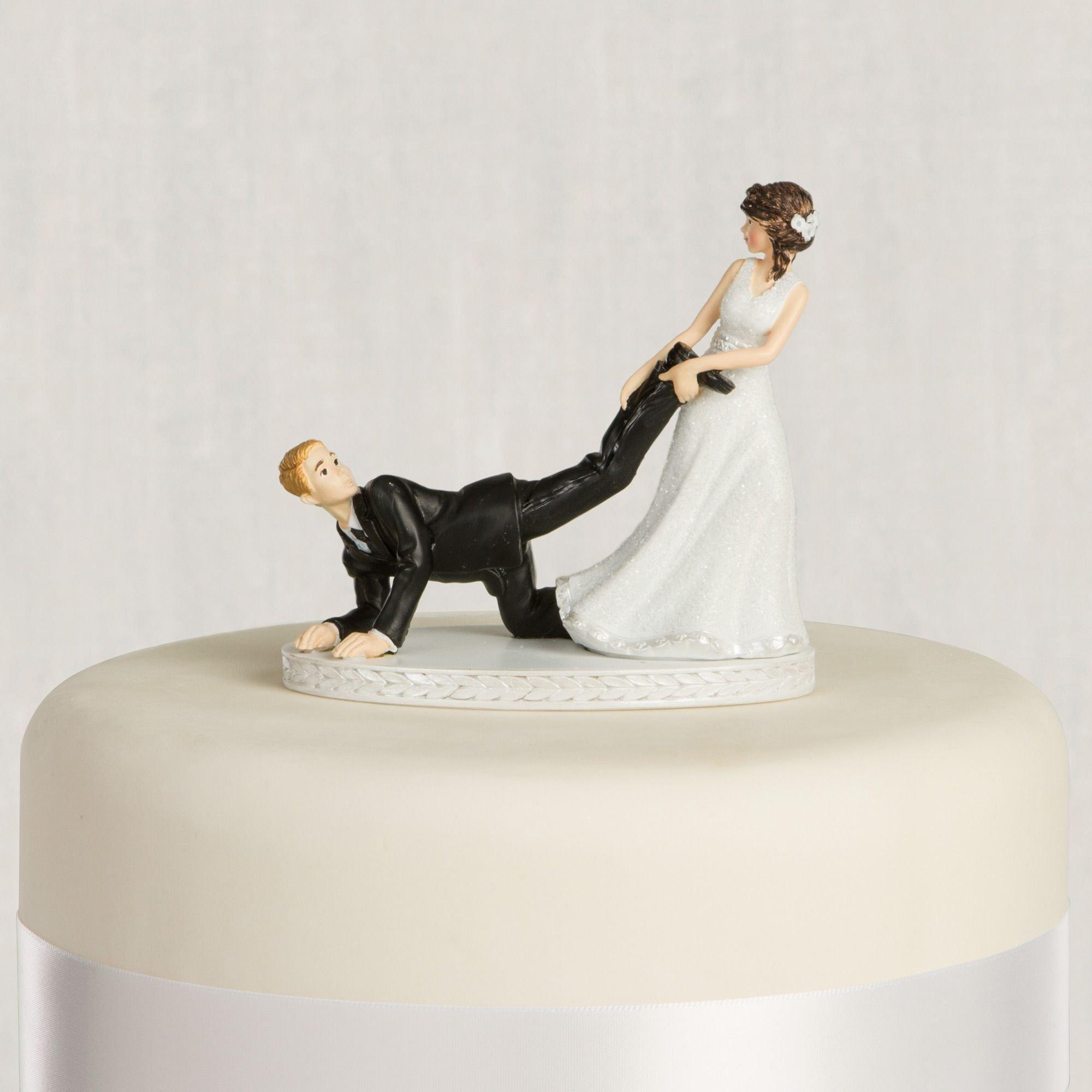 Leg Puller Bride & Groom Wedding Cake Topper 4in | Party City