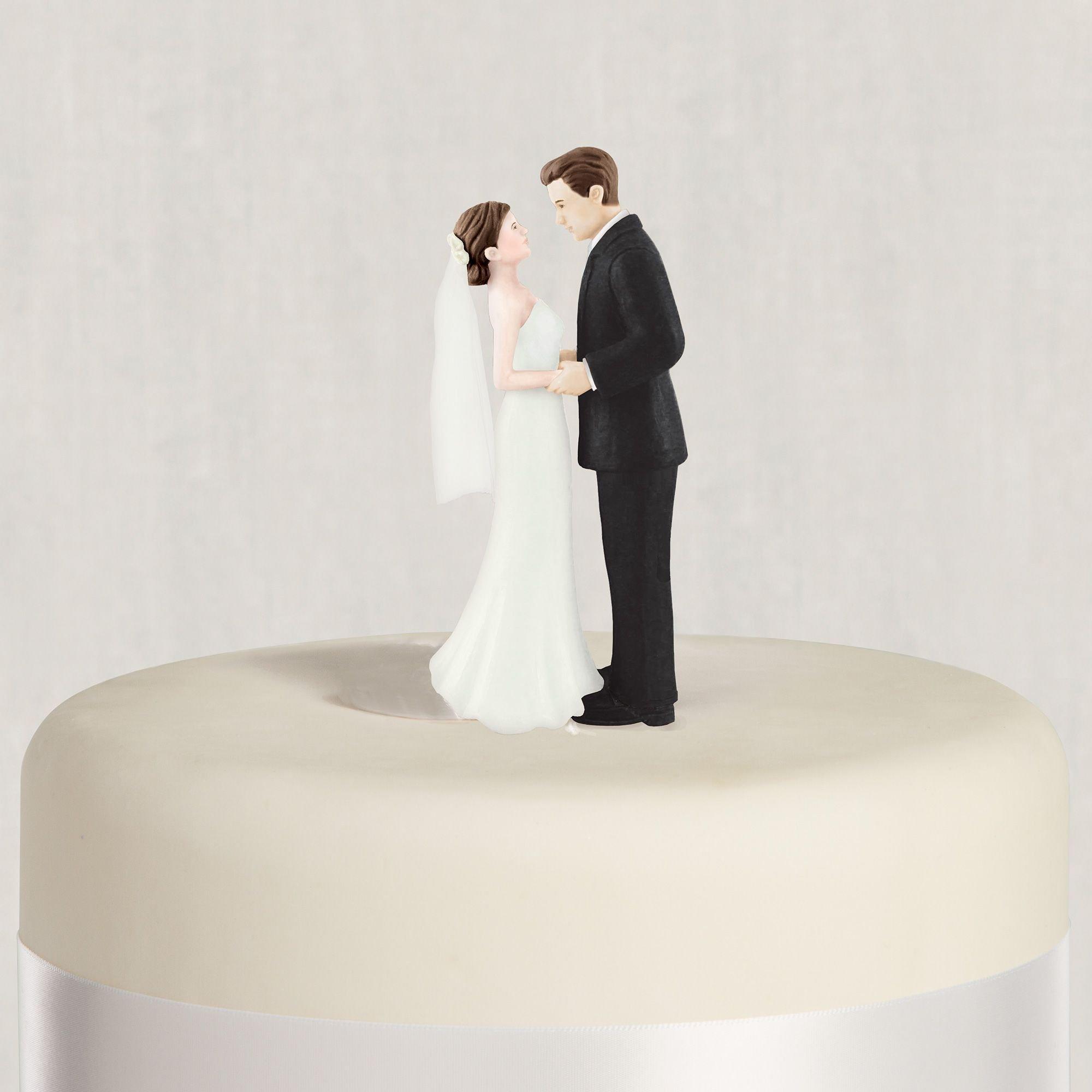 Brunette Bride & Groom Wedding Cake Topper | Party City