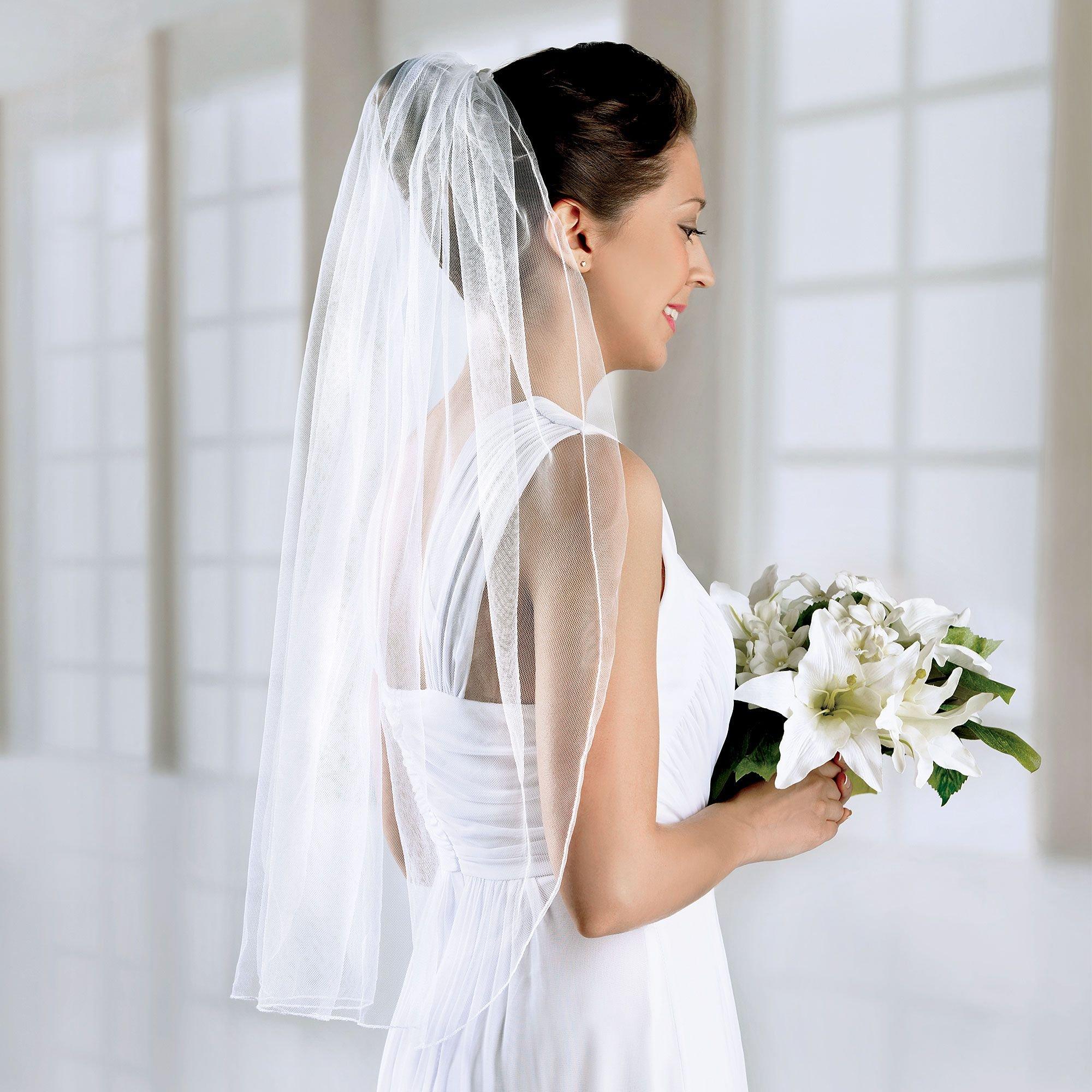 White Single Layer Wedding Veil