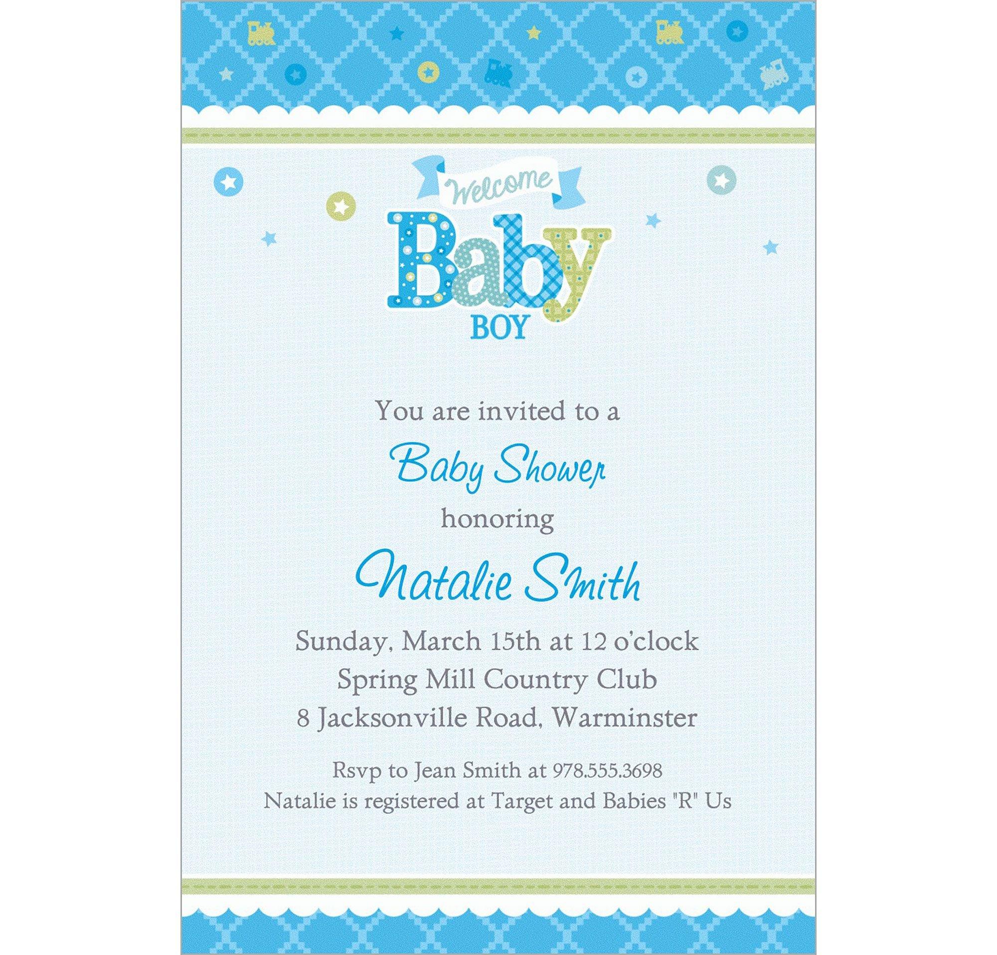 Custom Welcome Little One Boy Invitations