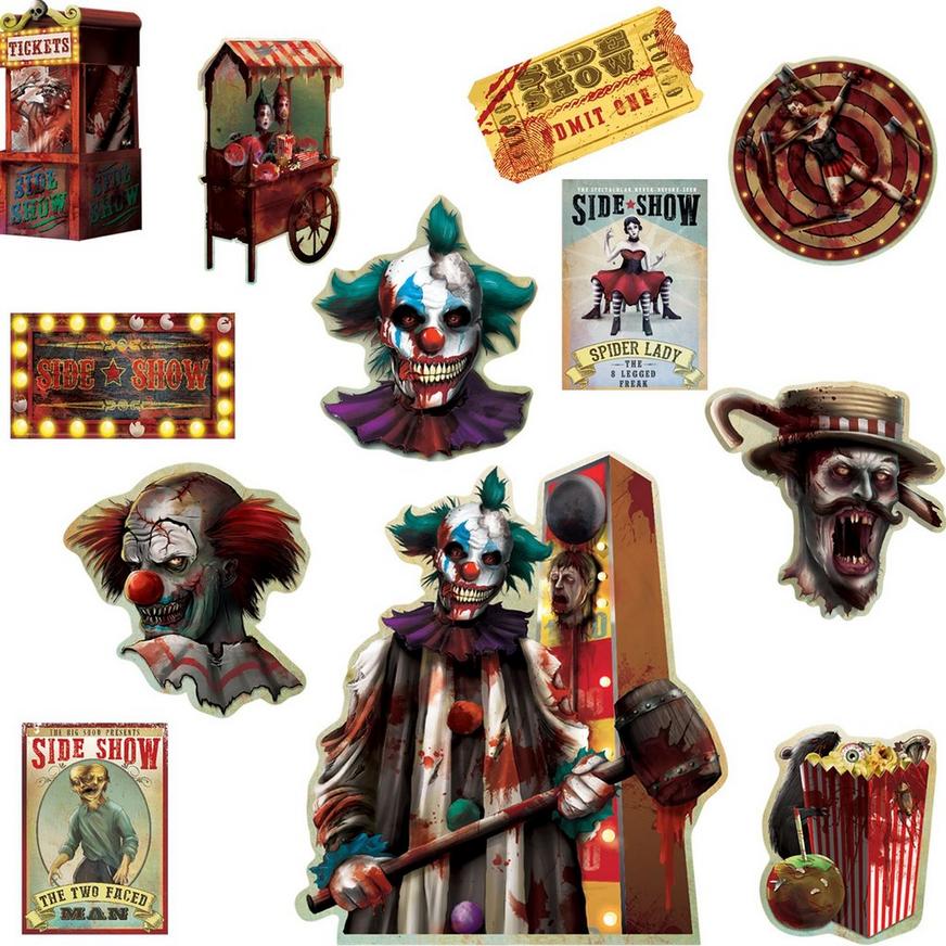 Side Show Cutouts 12ct - Creepy Carnival