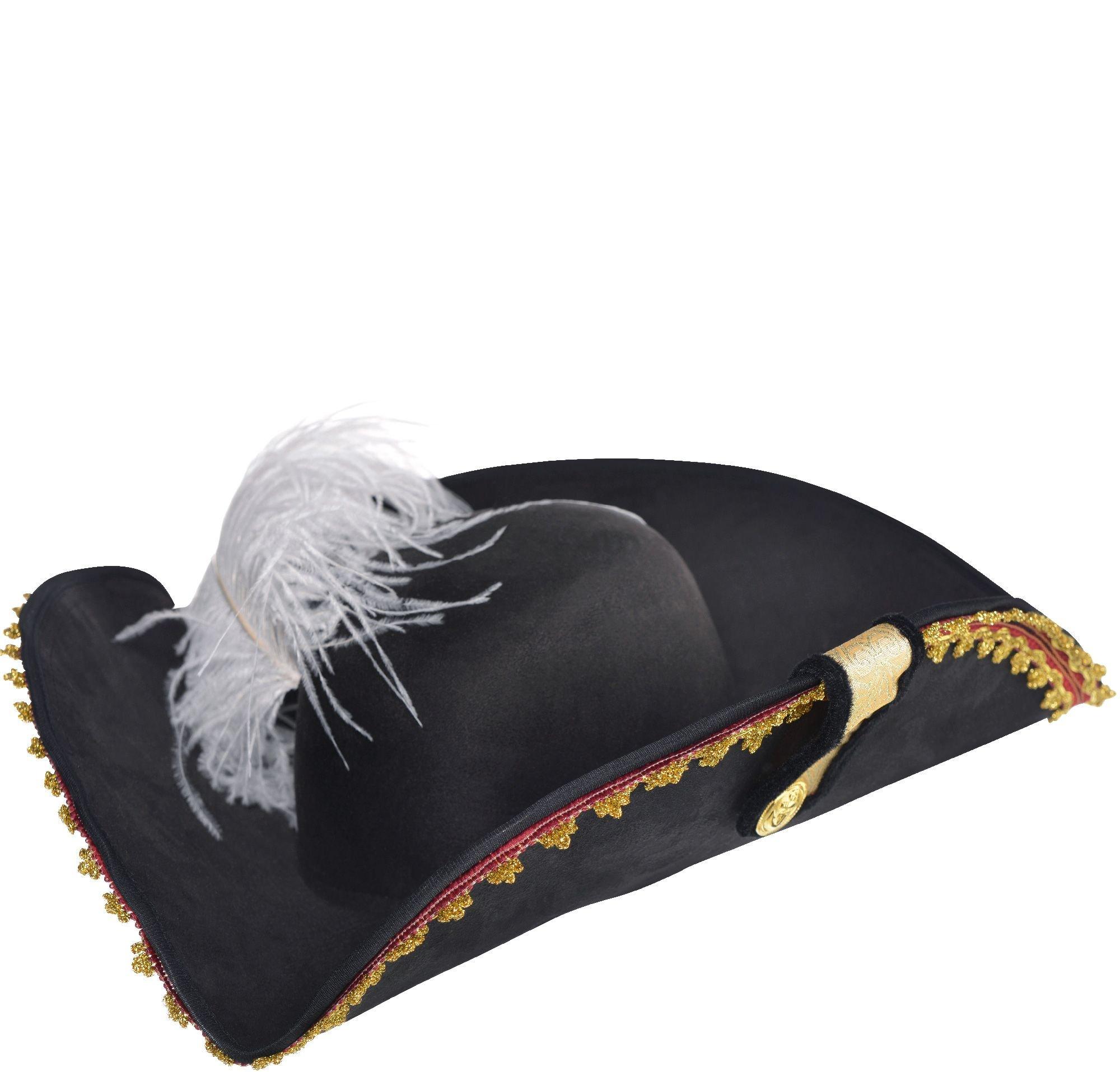 Adult Pink Costume Tricorn Pirate Hat with Feather and Ribbons