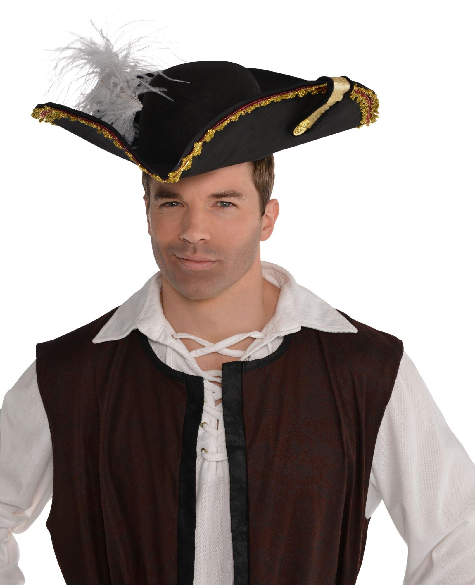 Black Pirate Captain Hat 18in x 4in