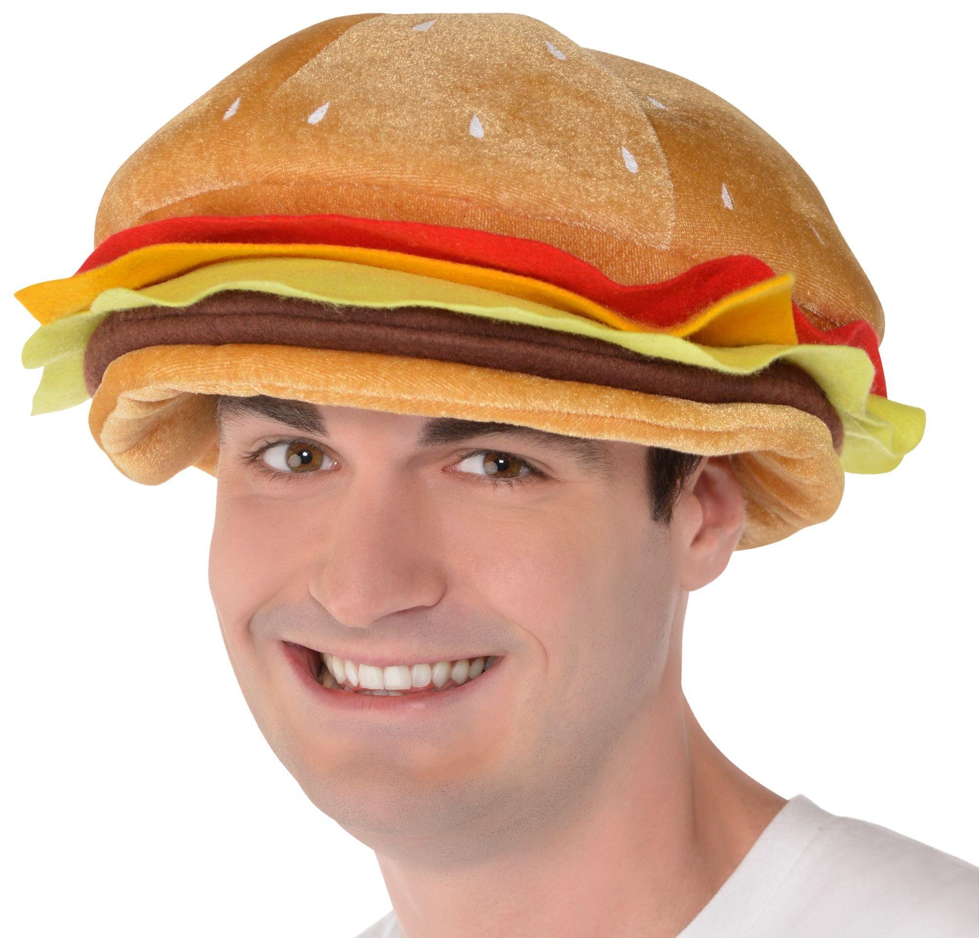 Hamburger Hat Costume Burger Cap Funny BBQ Food Prop Cheese