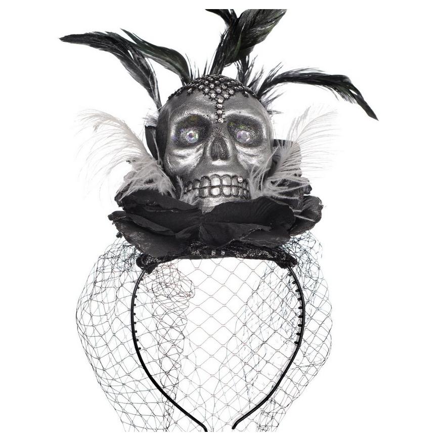 Skull Veil Headband Couture - Black & Bone