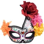 Floral Sugar Skull Masquerade Mask - Day of the Dead