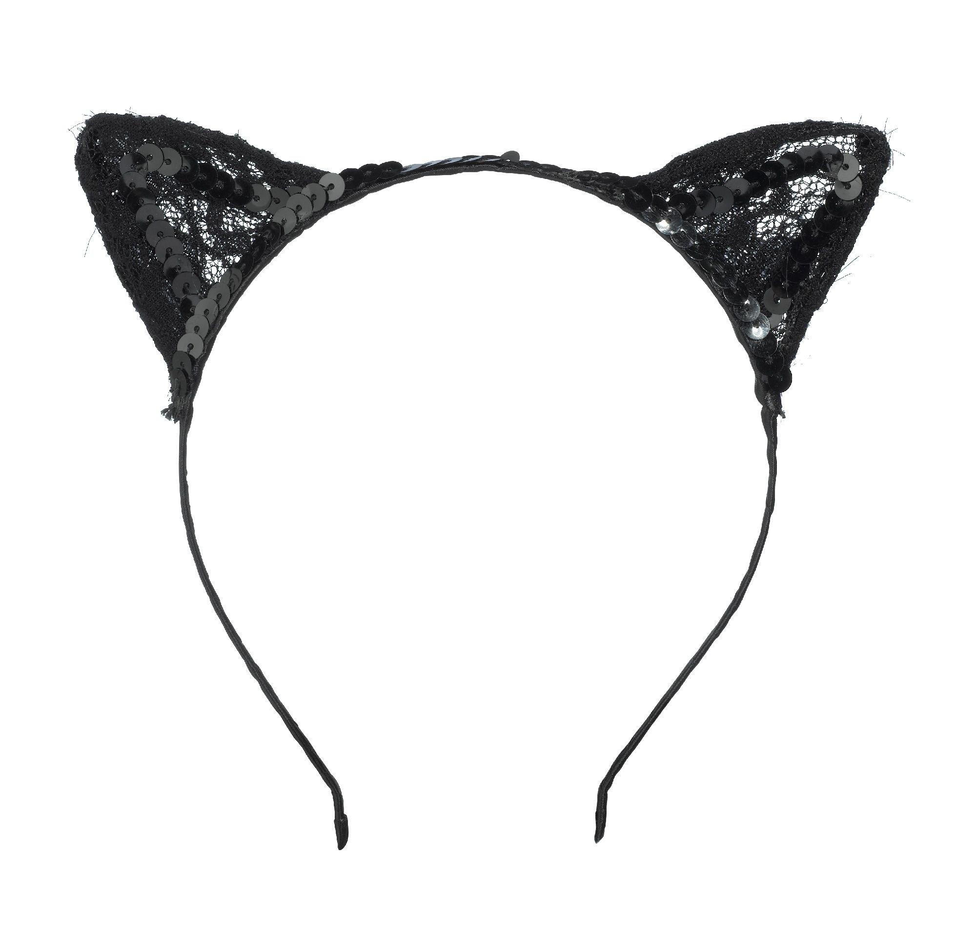 Black Lace Cat Ears Headband Party City