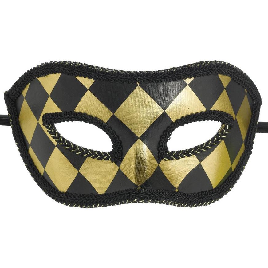 Black & Gold Harlequin Masquerade Mask
