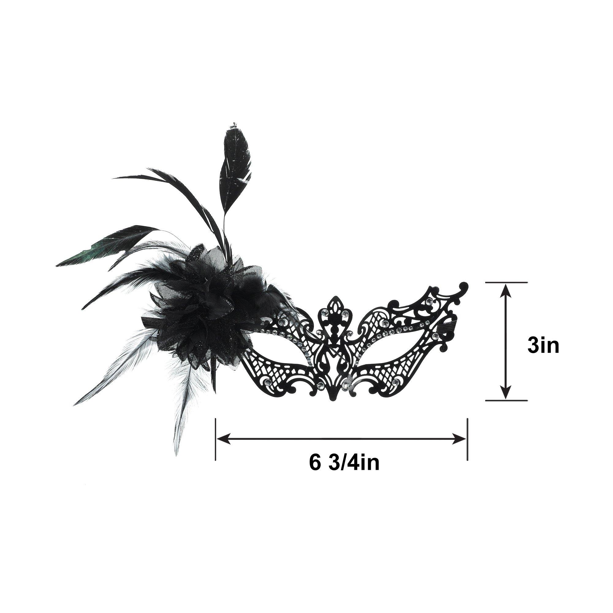 Black Filigree Feather Masquerade Mask