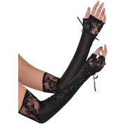 Black Lace-Up Long Gloves