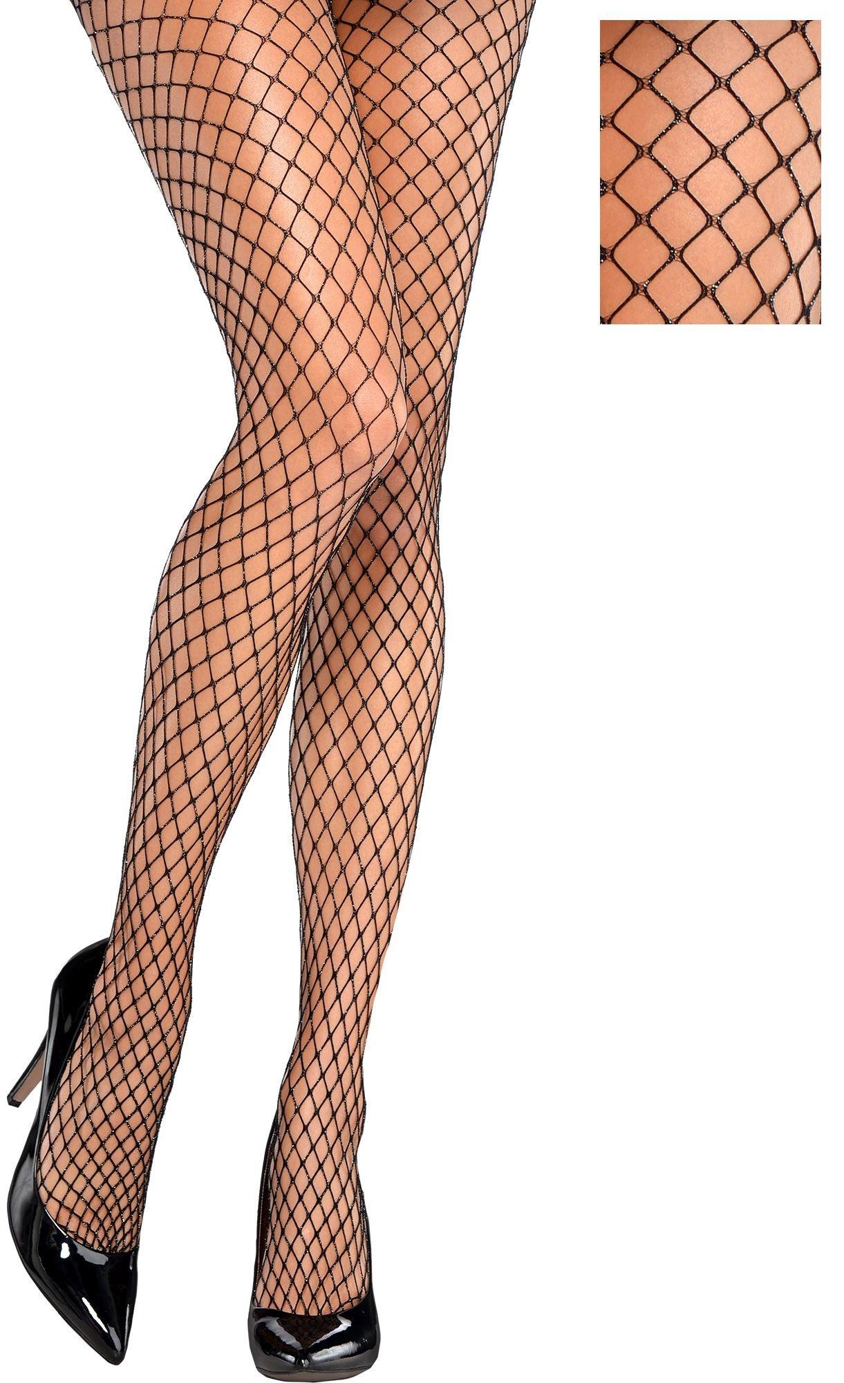 styling/ Silver Diamante Black Fishnet Tights, In The Style