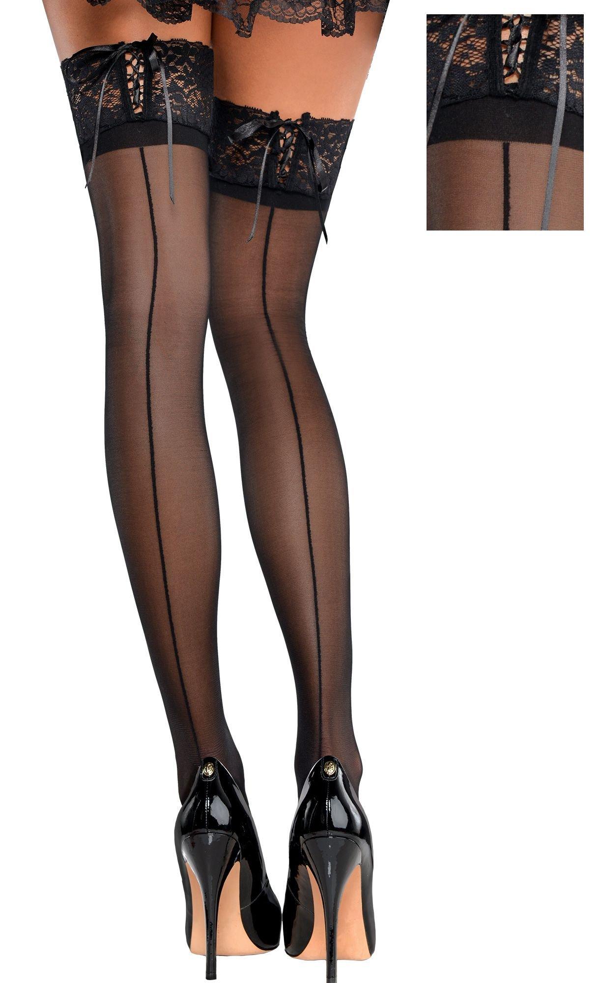 Black Corset Top Thigh High Stockings