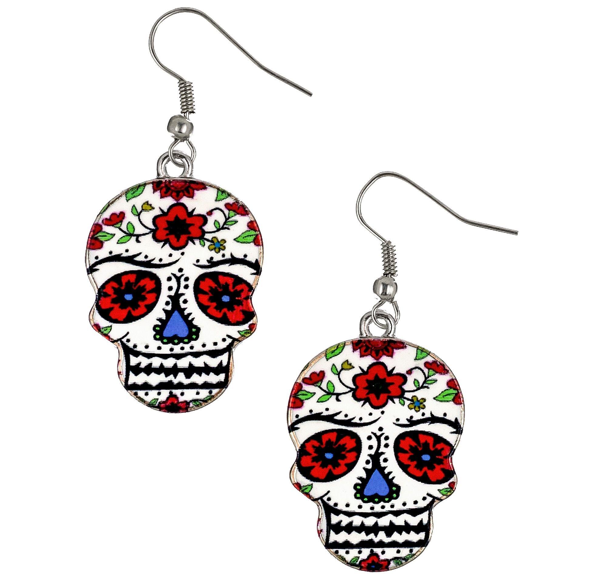 Halloween jewelry, Sugar skull earrings, Glass bead earrings, kids jew —  San José Made