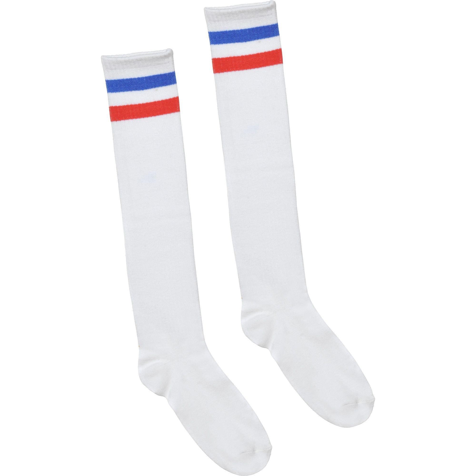 White knee socks outlet with red stripes