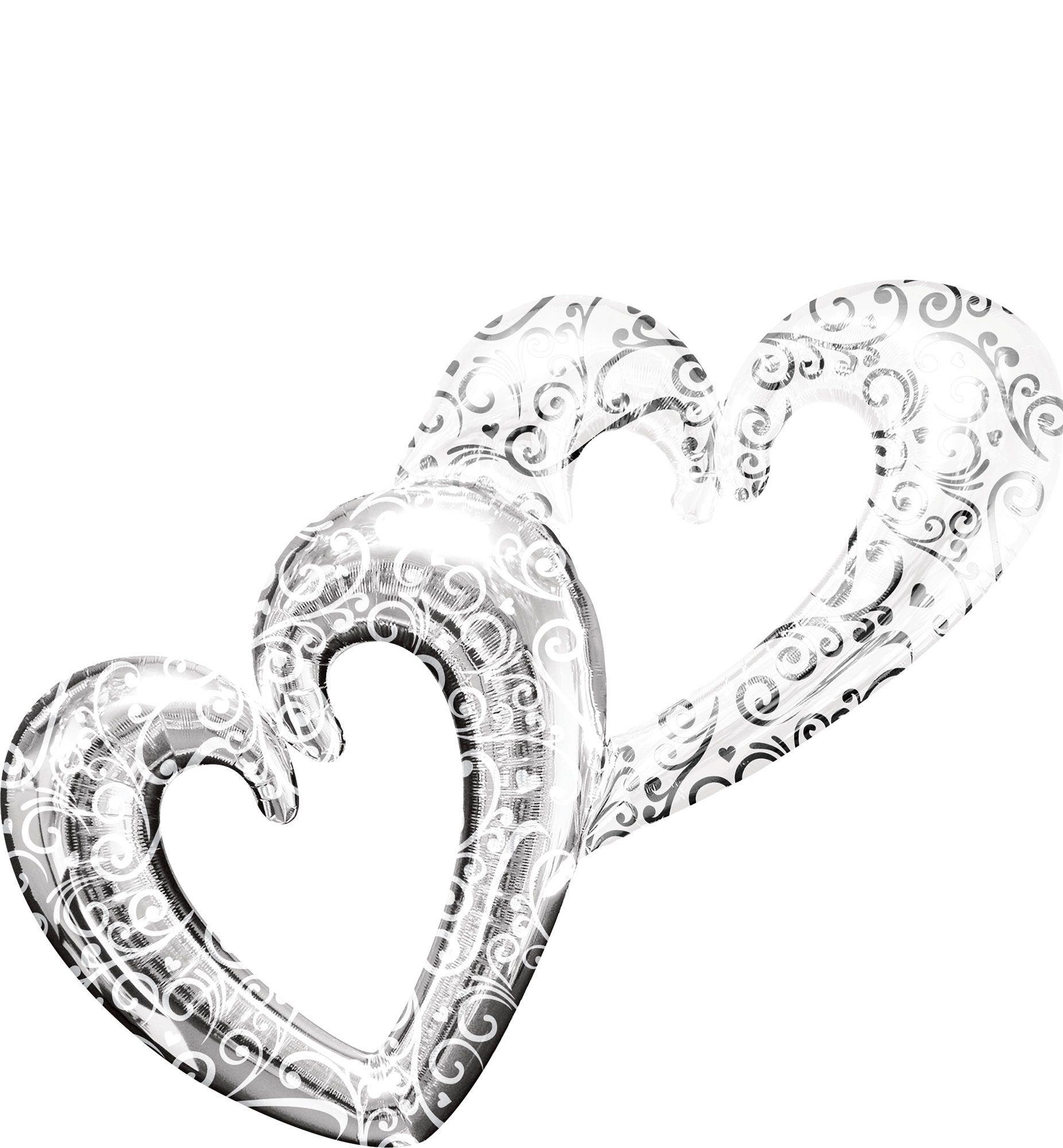 Silver Swirl Double Heart Balloon - Giant 53in x 36in