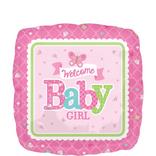 Girl Welcome Baby Balloon - Welcome Little One, 17in
