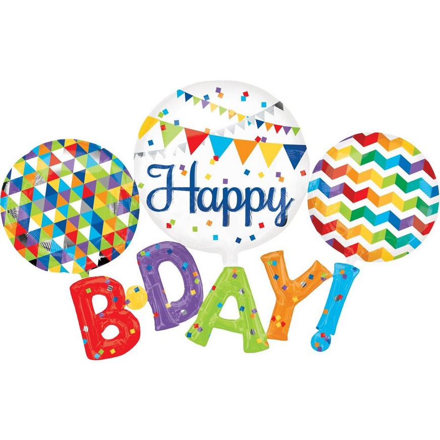 Happy Birthday Balloon - Giant Rainbow B-Day 56in x 36in