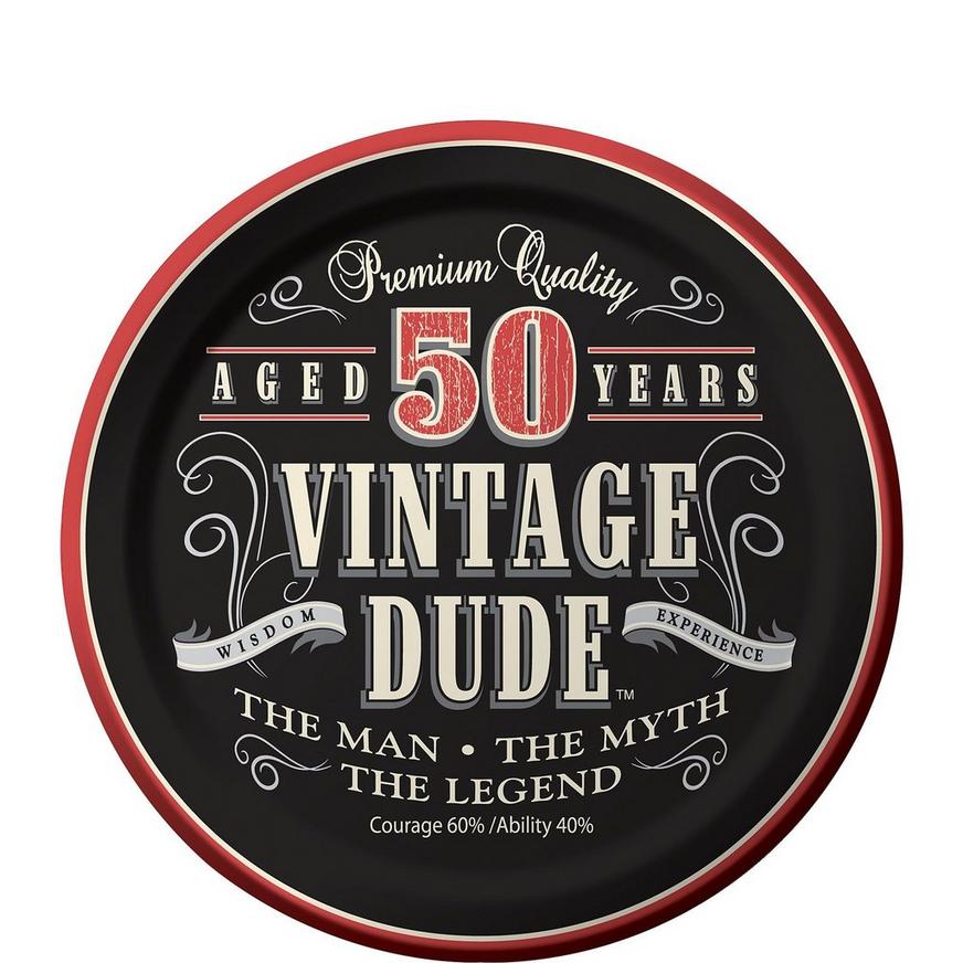 Vintage Dude 50th Birthday Dessert Plates 8ct