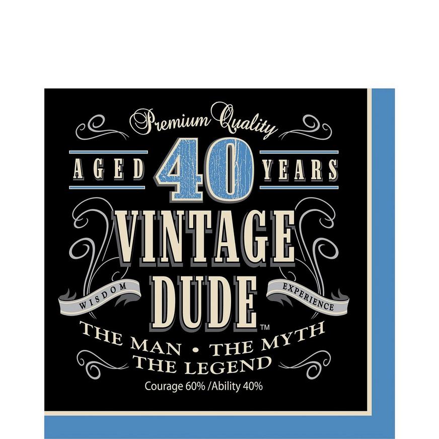 Vintage Dude 40th Birthday Lunch Napkins 16ct