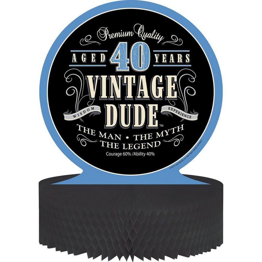 Vintage Dude 40th Birthday Honeycomb Centerpiece