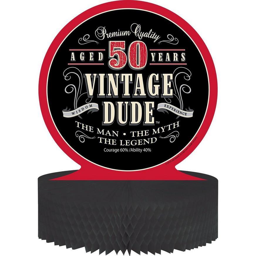 Vintage Dude 50th Birthday Honeycomb Centerpiece