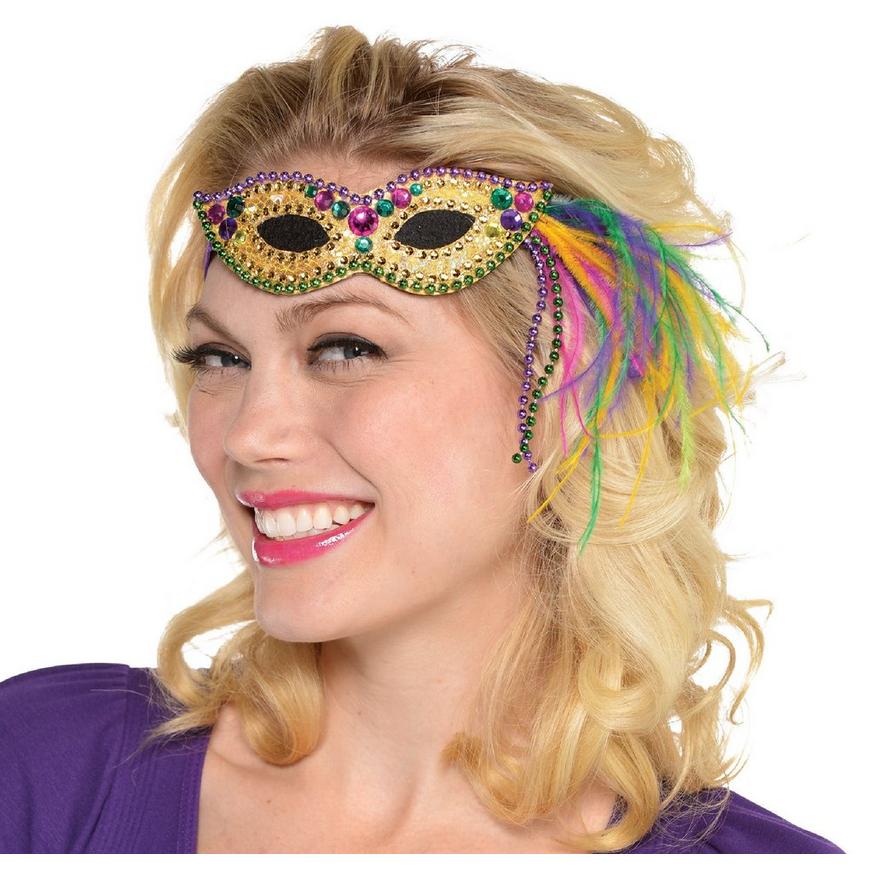 Feather Mardi Gras Mask Headband