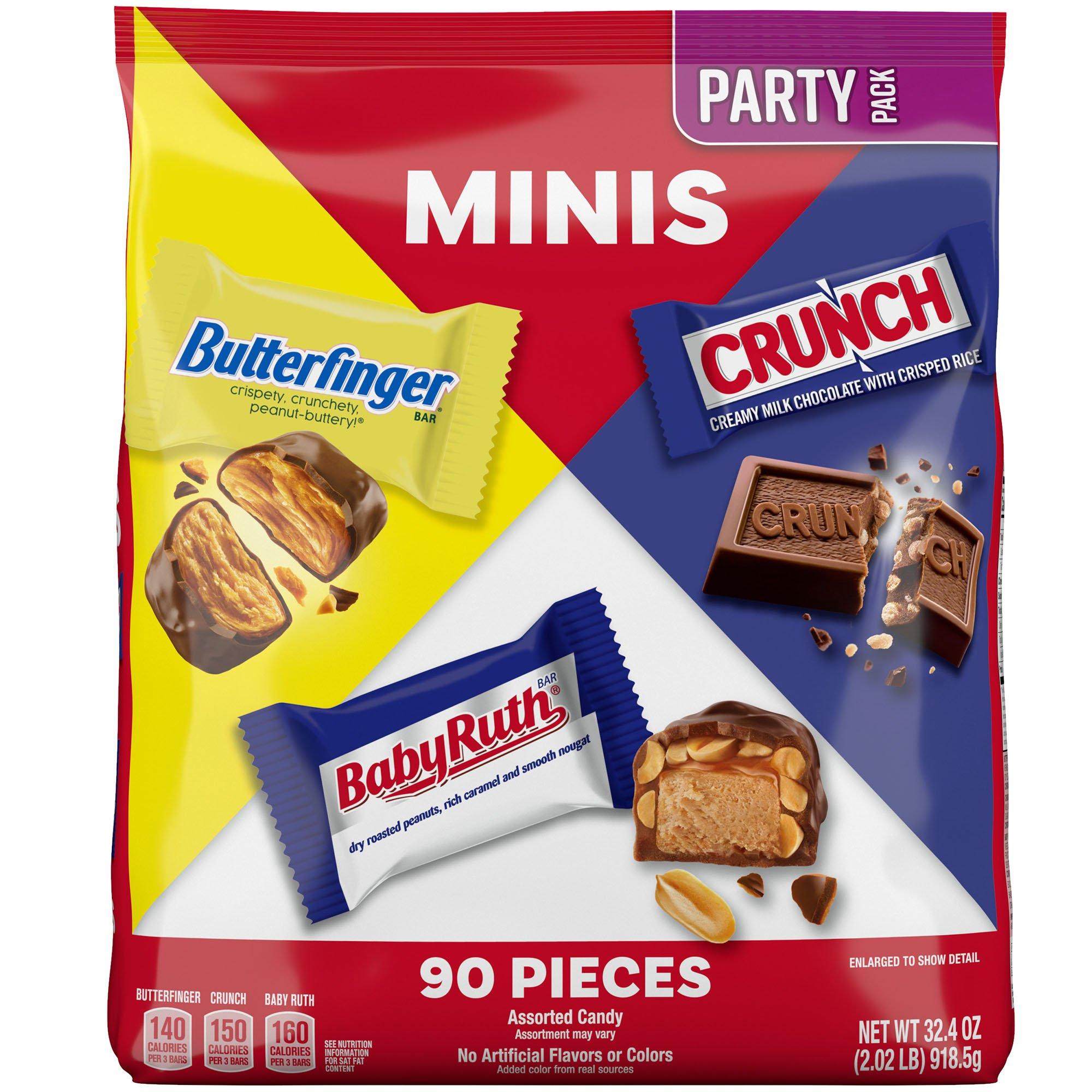Butterfinger, Crunch and Baby Ruth, Assorted Minis Chocolate Candy Bars, 32.4 oz