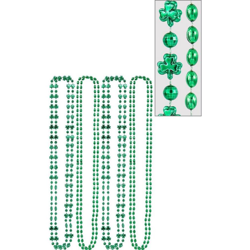 Green Shamrock Bead Necklaces 8ct