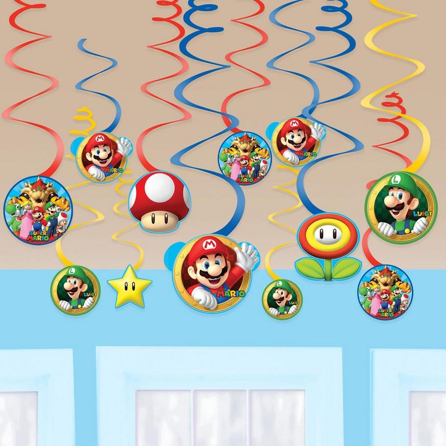 Super Mario Swirl Decorations, 12ct