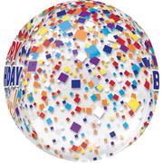Rainbow-fetti Happy Birthday Balloon - See Thru Orbz