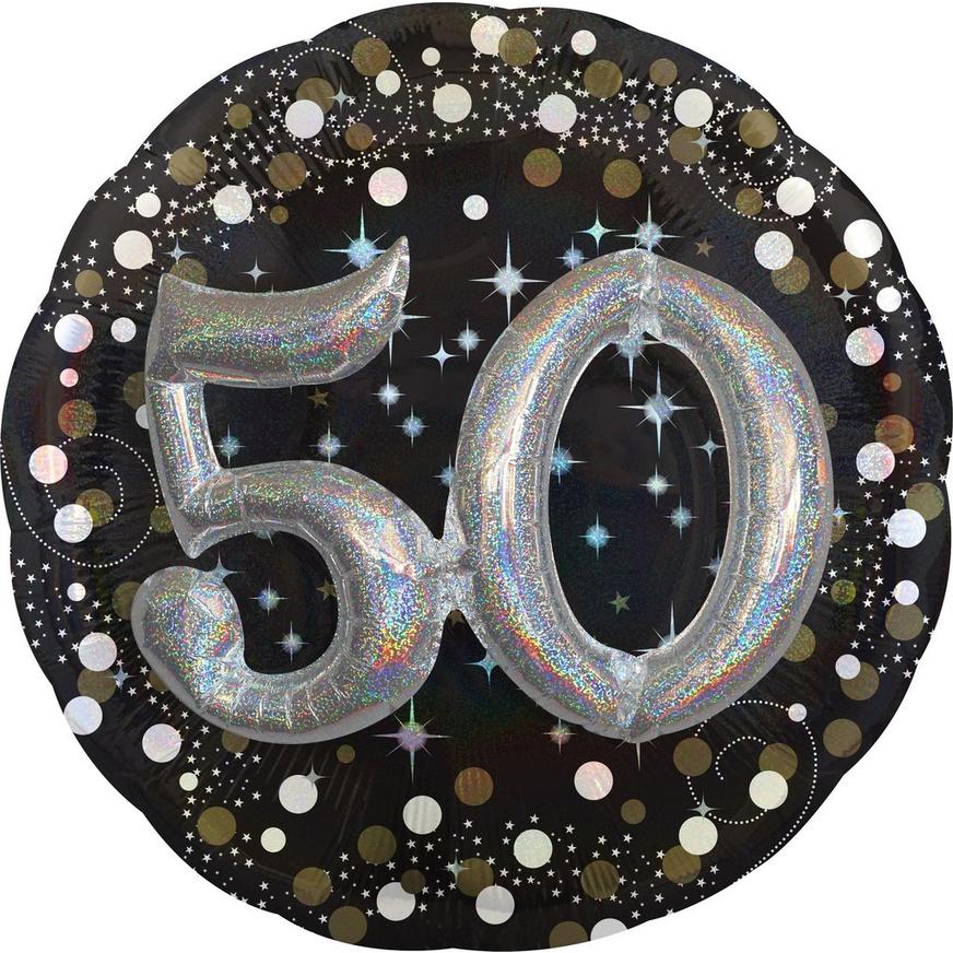 50th Birthday Balloon 32in - 3D Sparkling Celebration, 32in