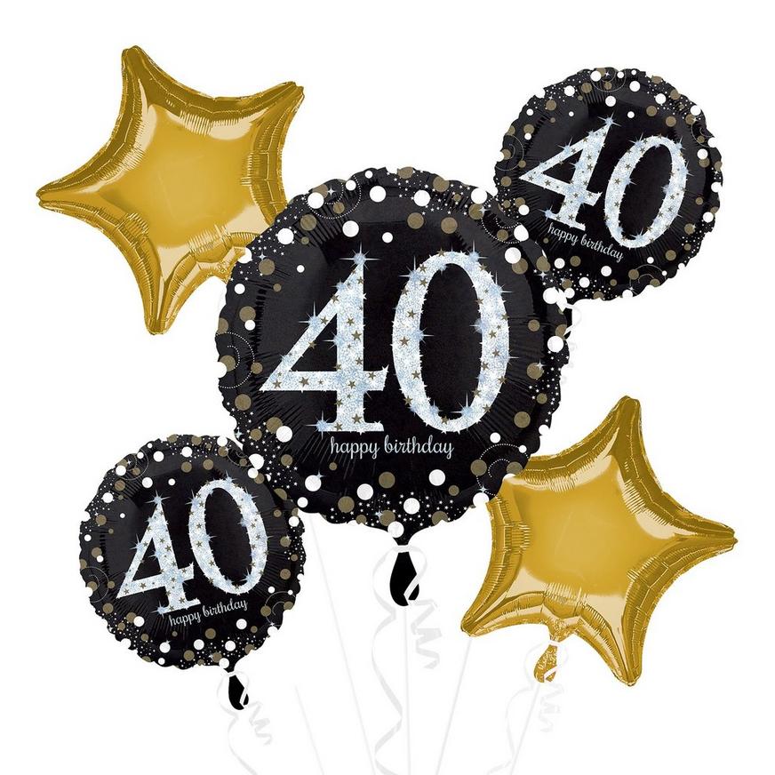 geeuwen Baby elkaar 40th Birthday Balloon Bouquet 5pc - Sparkling Celebration | Party City