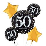 50th Birthday Balloon Bouquet 5pc - Sparkling Celebration