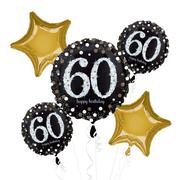 60th Birthday Balloon Bouquet 5pc - Sparkling Celebration
